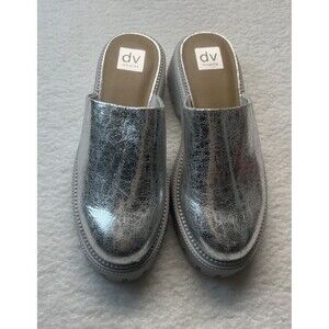 D.V. By Dolce Vita Clog Womens 11 Silver Lexy Lug Sole Platform Chunky Metallic